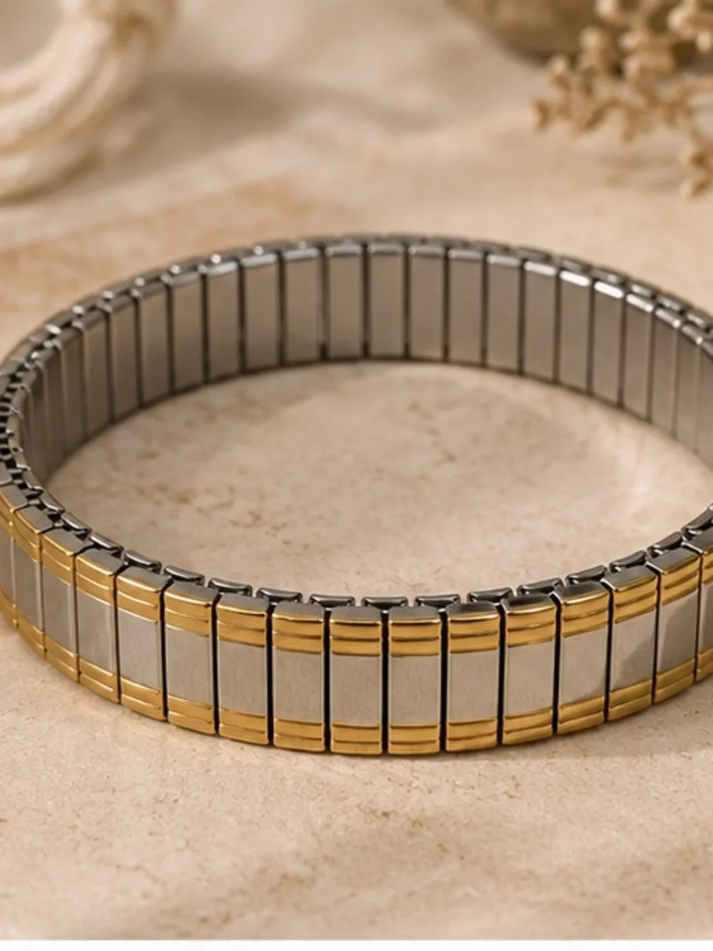 Designer Inspired Two-Tone Stretch Bracelet | Gold & Silver | 💦Waterproof